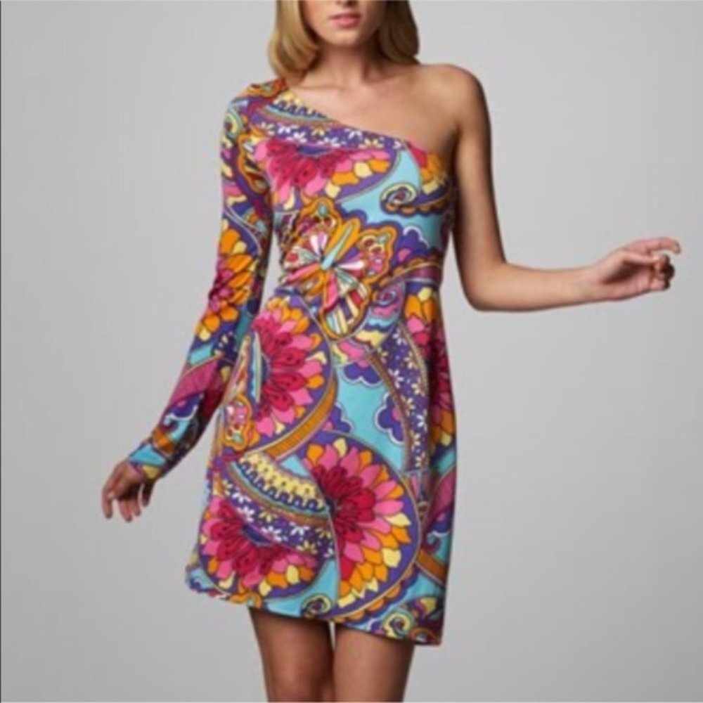 Lilly Pulitzer Whitaker One Shoulder Go Go Dress Womens S Silk Blend Colorful
